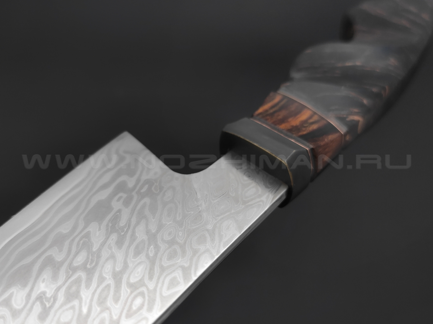 Нож кухонный "НЛВ82" ламинат M390, рукоять карельская береза, айронвуд (Кузница Васильева)