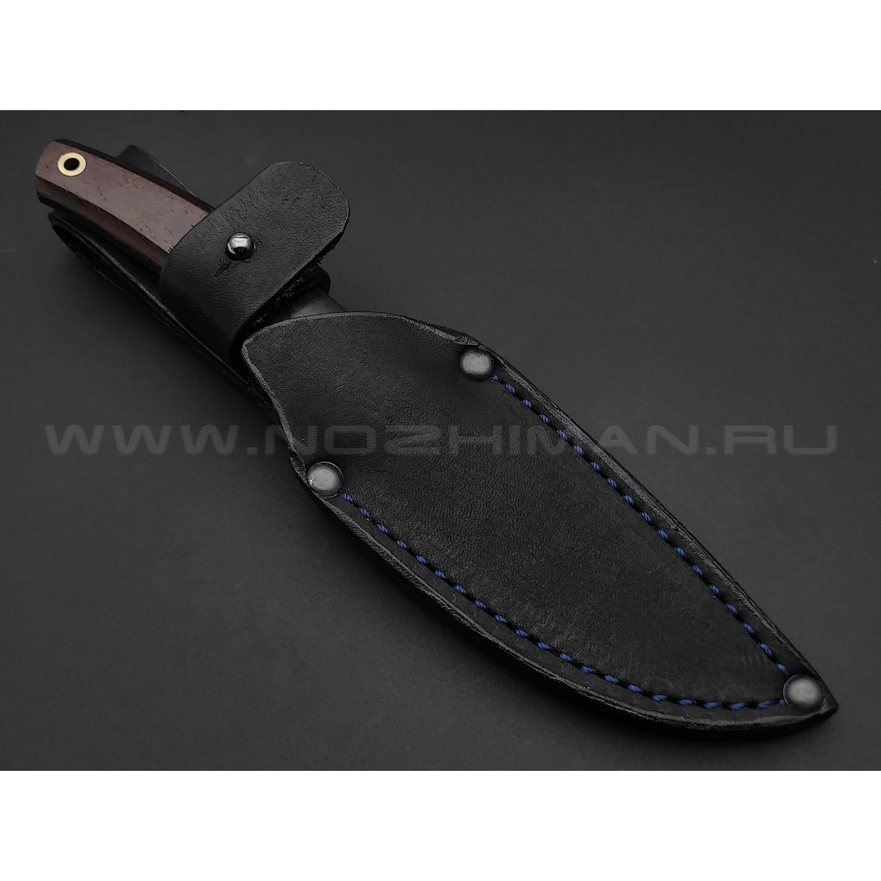 Нож "НЛВ73" ламинат M390, рукоять дерево палисандр, зуб мамонта, мокумэ-ганэ (Кузница Васильева)