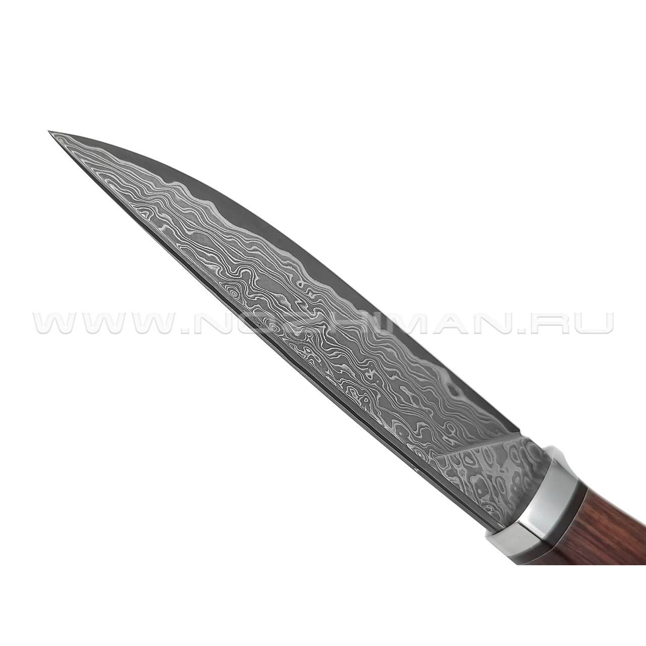 Нож "НЛВ76" ламинат S390, рукоять дерево палисандр, никель (Кузница Васильева)