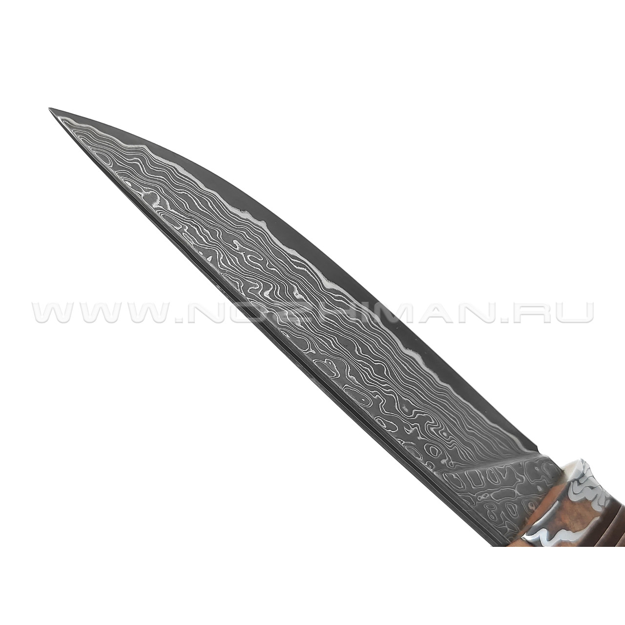 Нож "НЛВ77" ламинат S390, рукоять дерево гренадил, мокумэ-ганэ (Кузница Васильева)
