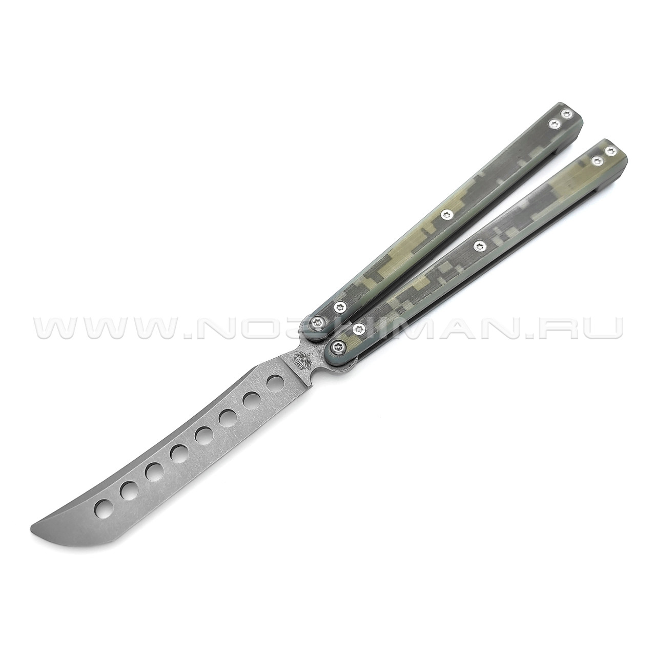 Atroposknife тренировочный балисонг Demon сталь N690, рукоять G10 camo, титан
