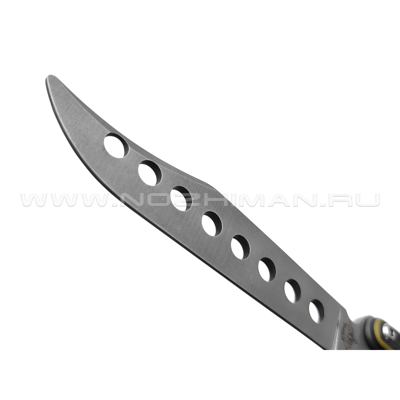 Atroposknife тренировочный балисонг Kratos сталь N690, рукоять G10 black & yellow, титан