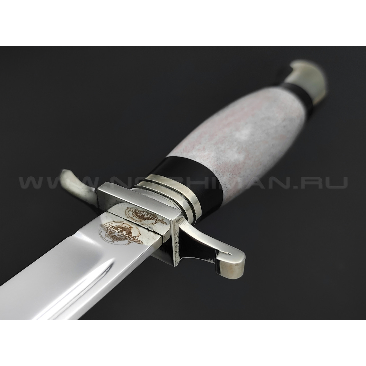 Нож "Финка НКВД" сталь K-340, рукоять рог лося, мельхиор (Товарищество Завьялова)