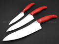 Набор из 3 кухонных ножей, сталь N690, рукоять G10 red&orange (Товарищество Завьялова)