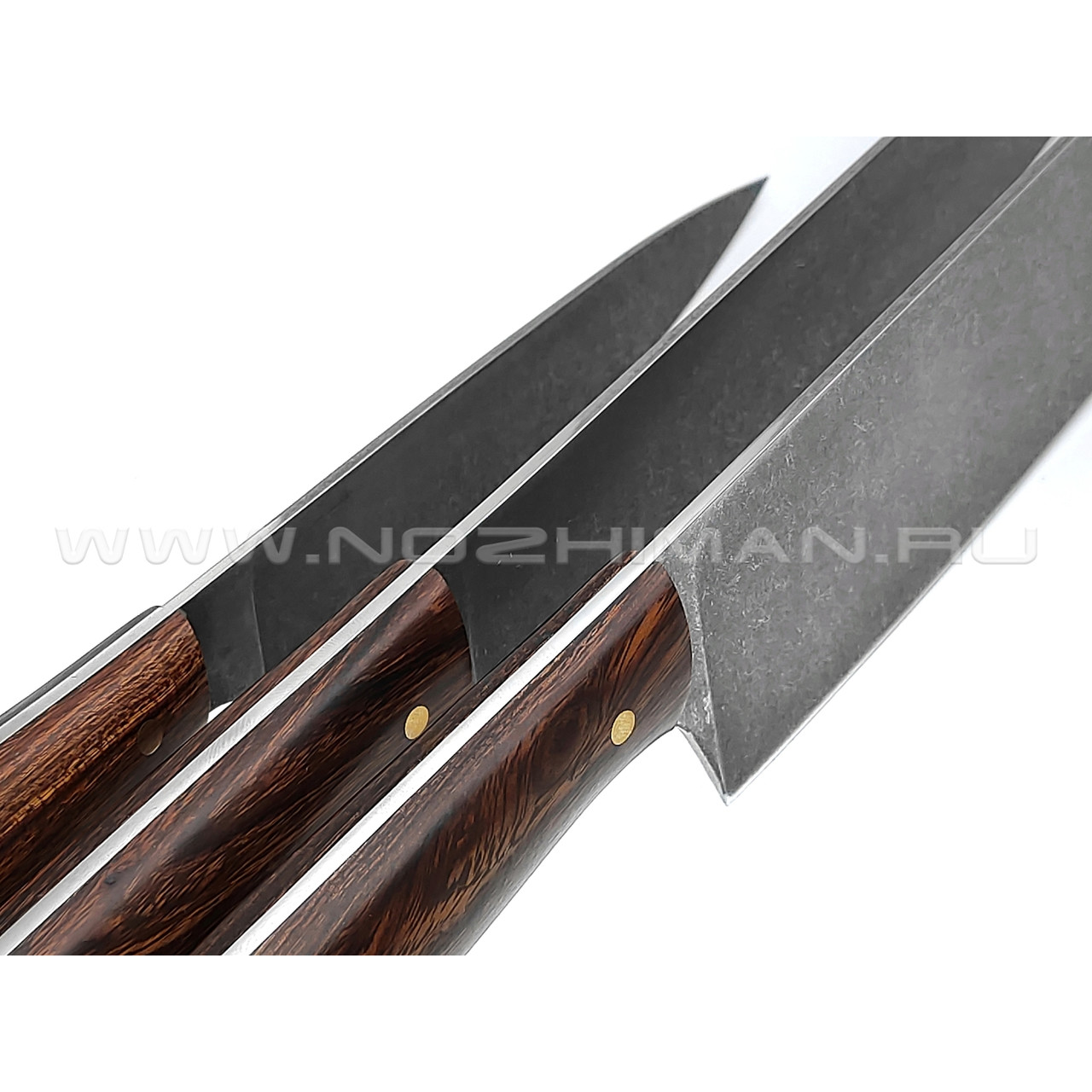Набор из 3 кухонных ножей, булатная сталь, рукоять Ironwood (Товарищество Завьялова)