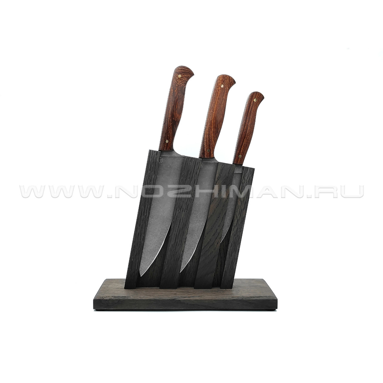 Набор из 3 кухонных ножей, булатная сталь, рукоять Ironwood (Товарищество Завьялова)