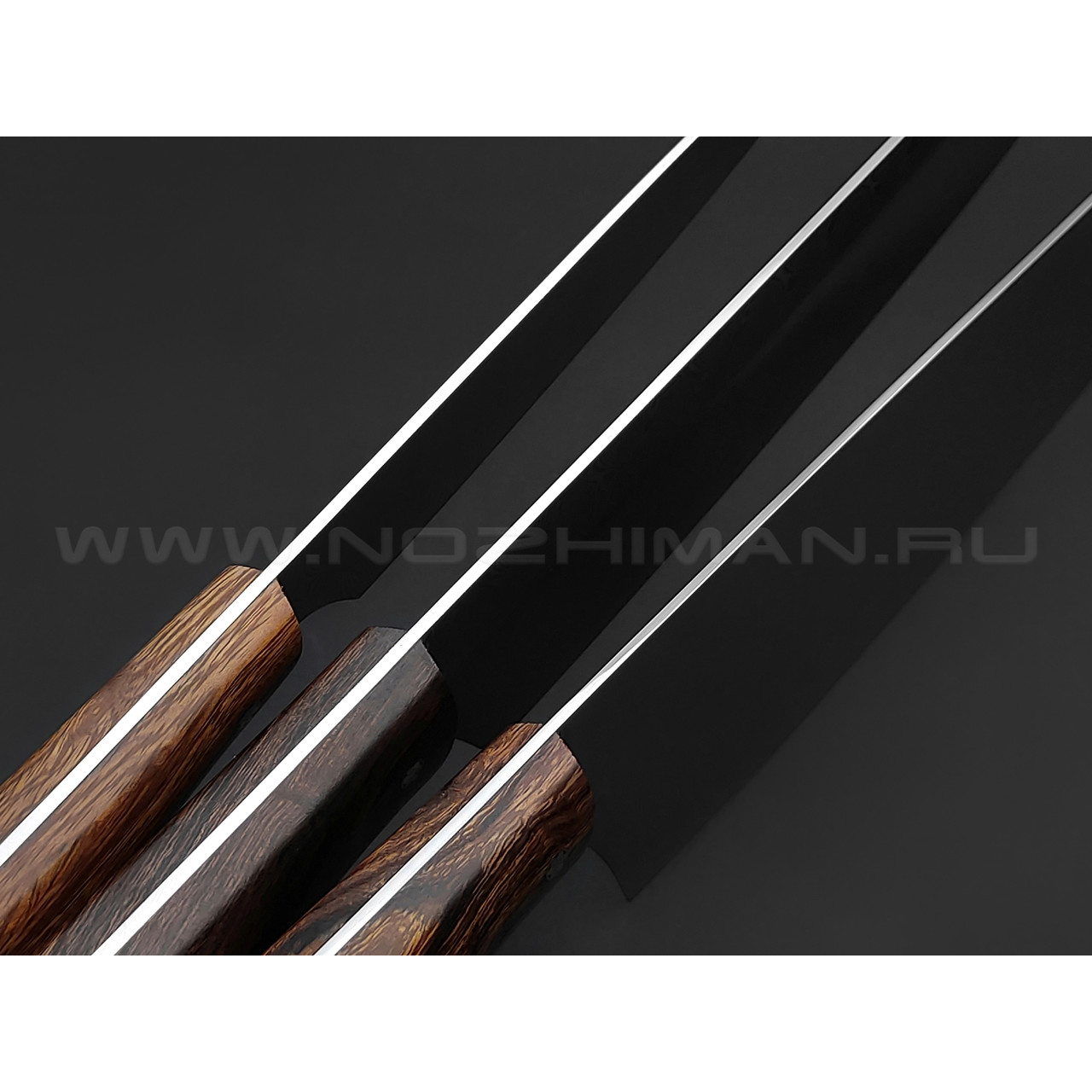 Набор из 3 кухонных ножей, нержавеющая дамасская сталь, рукоять Ironwood (Товарищество Завьялова)