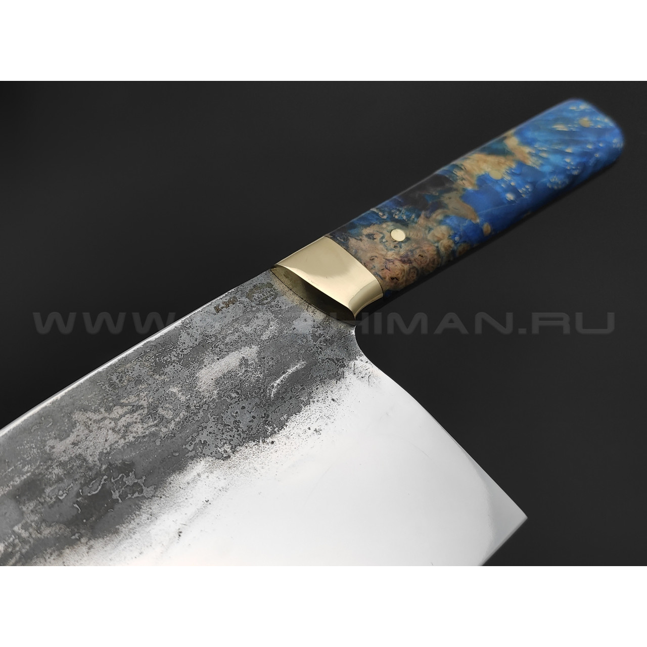 Нож "Сербский Шеф" сталь K340, рукоять карельская берёза, латунь (Товарищество Завьялова)