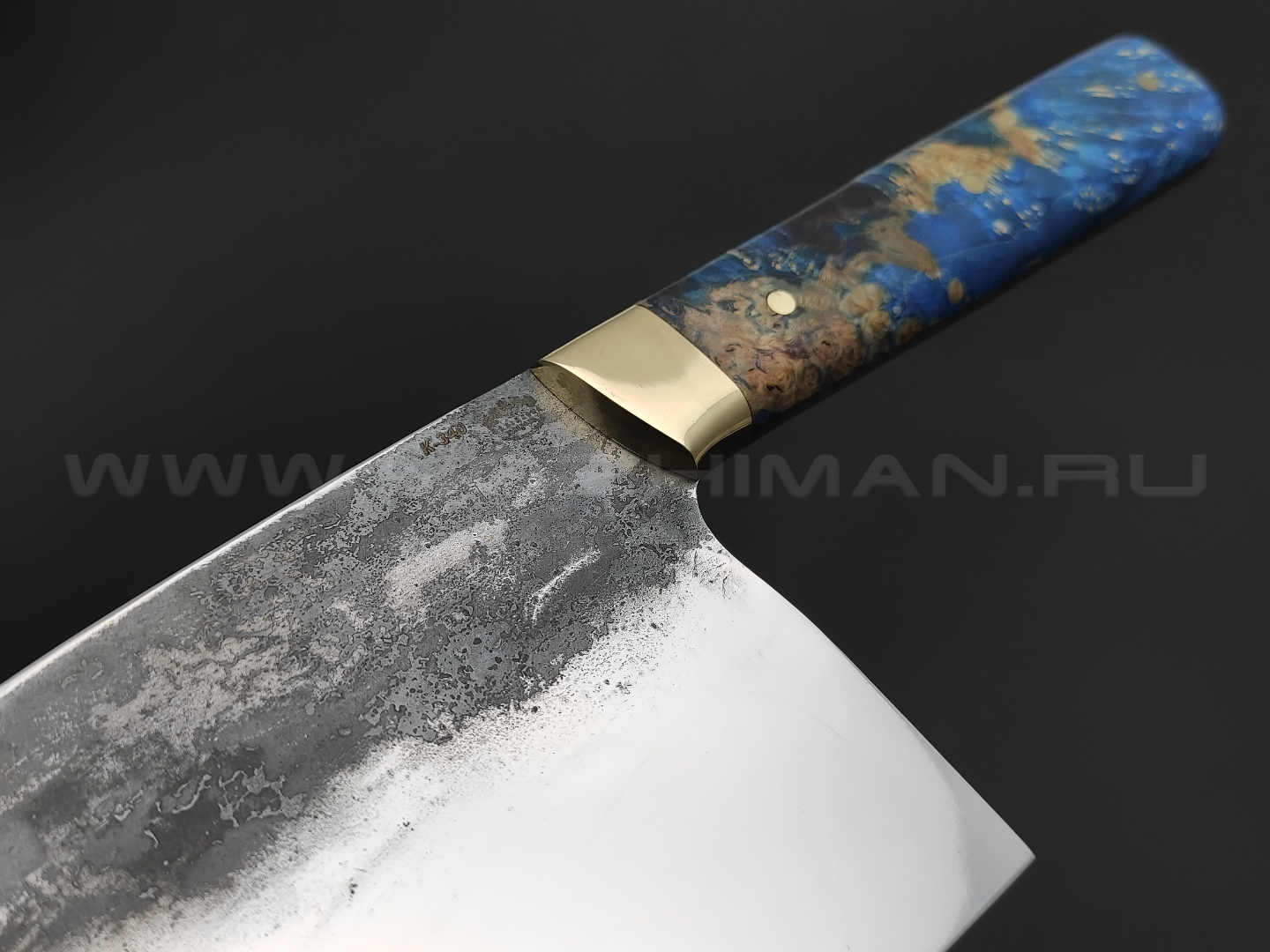 Нож "Сербский Шеф" сталь K340, рукоять карельская берёза, латунь (Товарищество Завьялова)