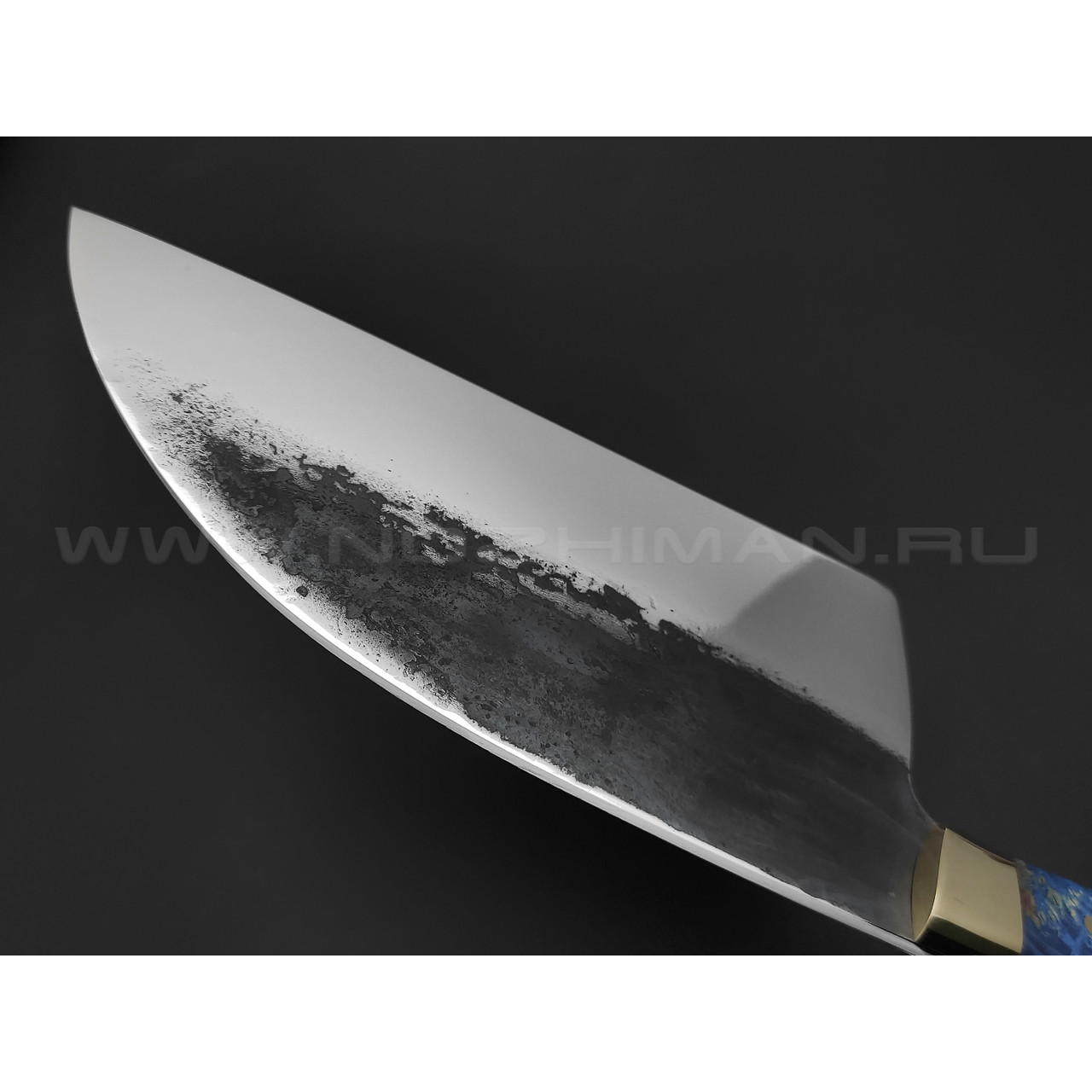 Нож "Сербский Шеф" сталь K340, рукоять карельская берёза, латунь (Товарищество Завьялова)
