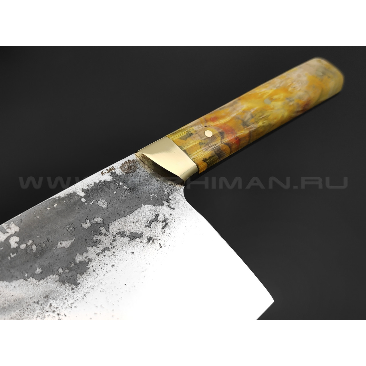 Нож "Сербский Шеф" сталь K340, рукоять дерево кап манго (Товарищество Завьялова)