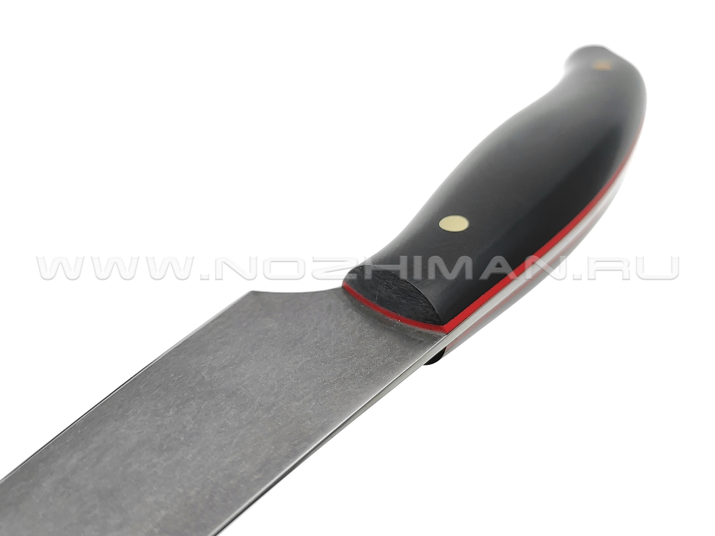 Филейный нож №2, булатная сталь, рукоять G10 black, red (Товарищество Завьялова)