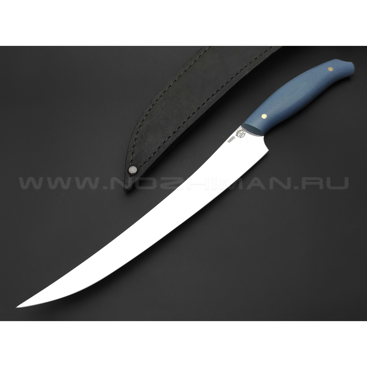 Большой филейный нож №2 сталь N690, рукоять G10 navy (Товарищество Завьялова)