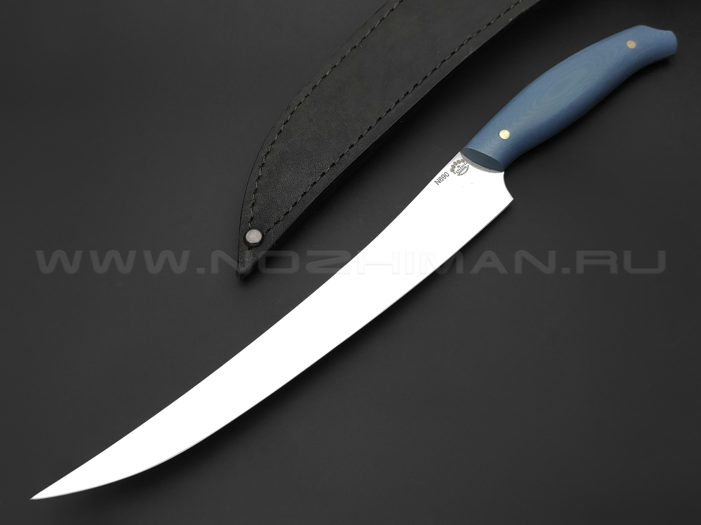 Большой филейный нож №2 сталь N690, рукоять G10 navy (Товарищество Завьялова)