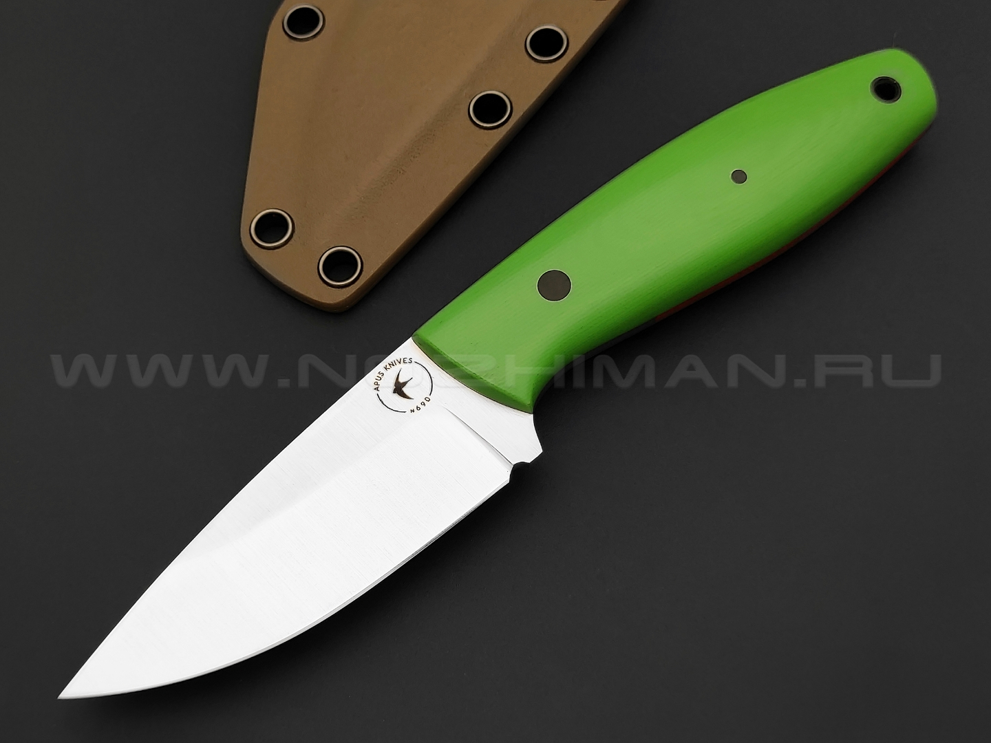 Apus Knives нож Shorty Mod. сталь N690, рукоять G10 green