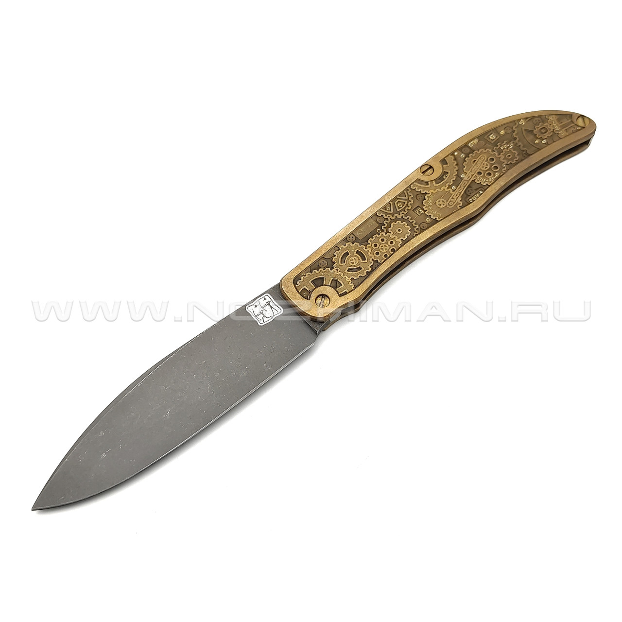 1-й Цех складной нож "Складень - Стимпанк" сталь K110, рукоять латунь