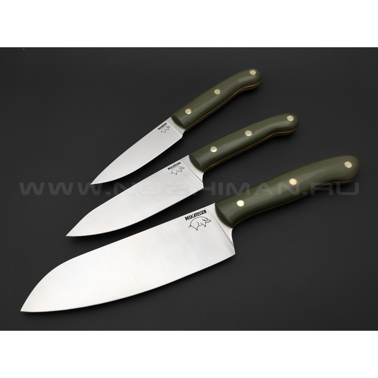 Atroposknife набор кухонных ножей Delicatessen 3.0 сталь X50CrMoV15, рукоять G10 OD green