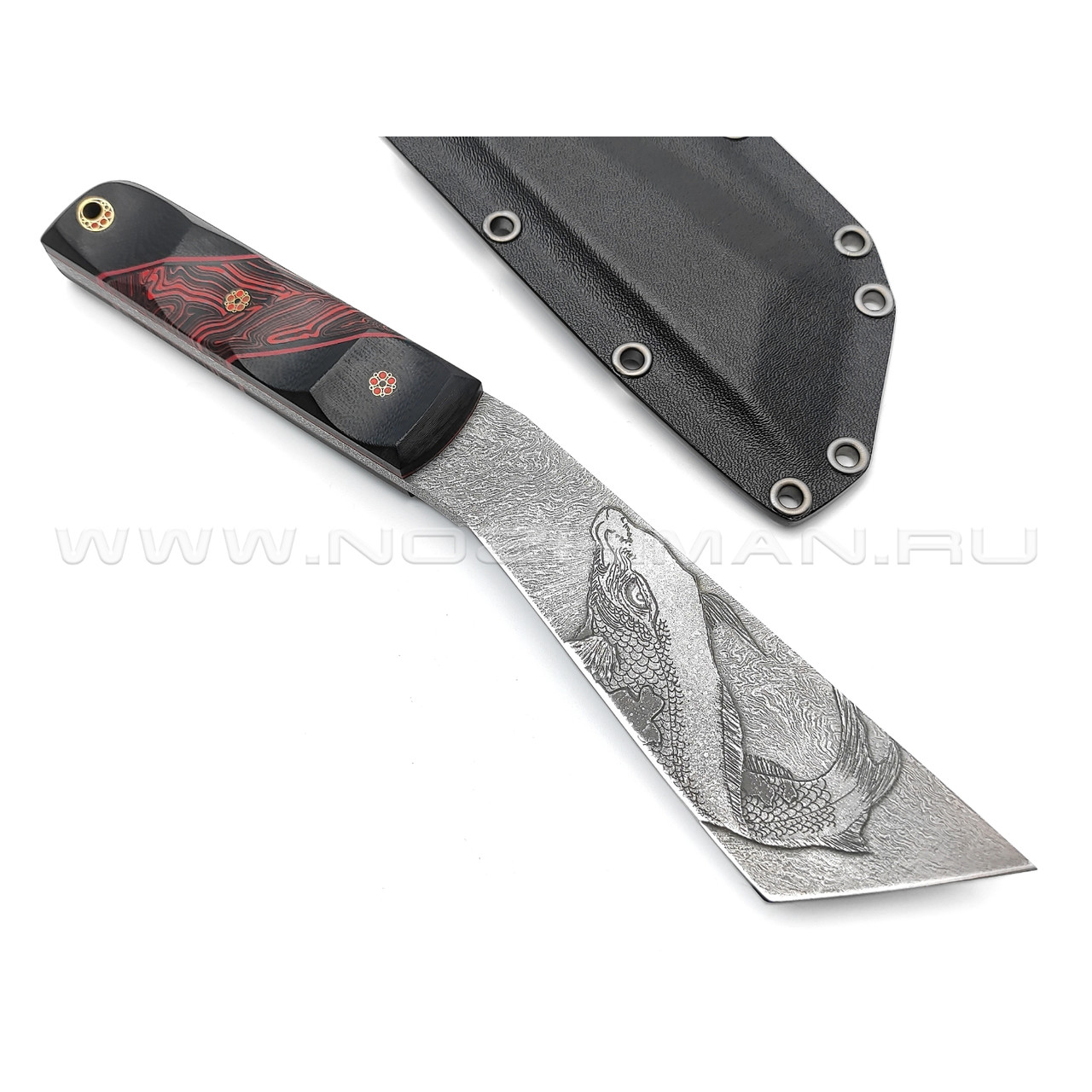 Волчий Век нож НДК 17 сталь PGK WA, рукоять G10 black & chaotic red