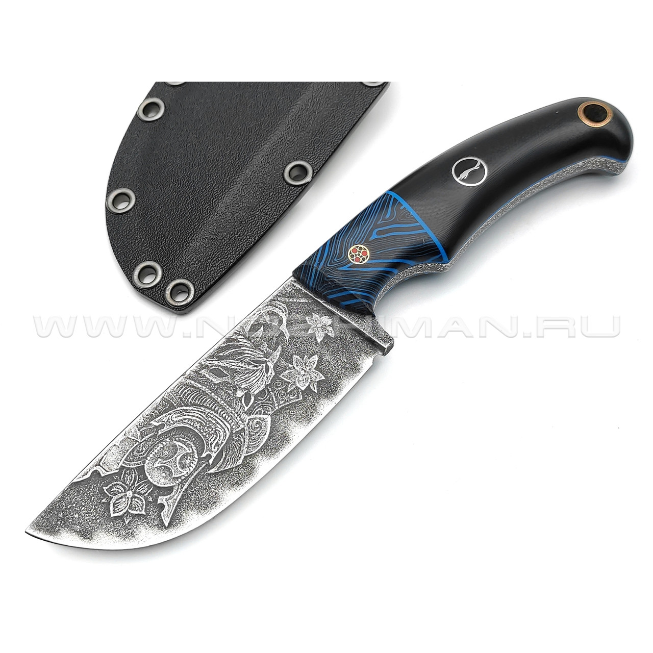 Волчий Век нож Шихан Custom сталь PGK WA, рукоять G10 black & chaotic blue
