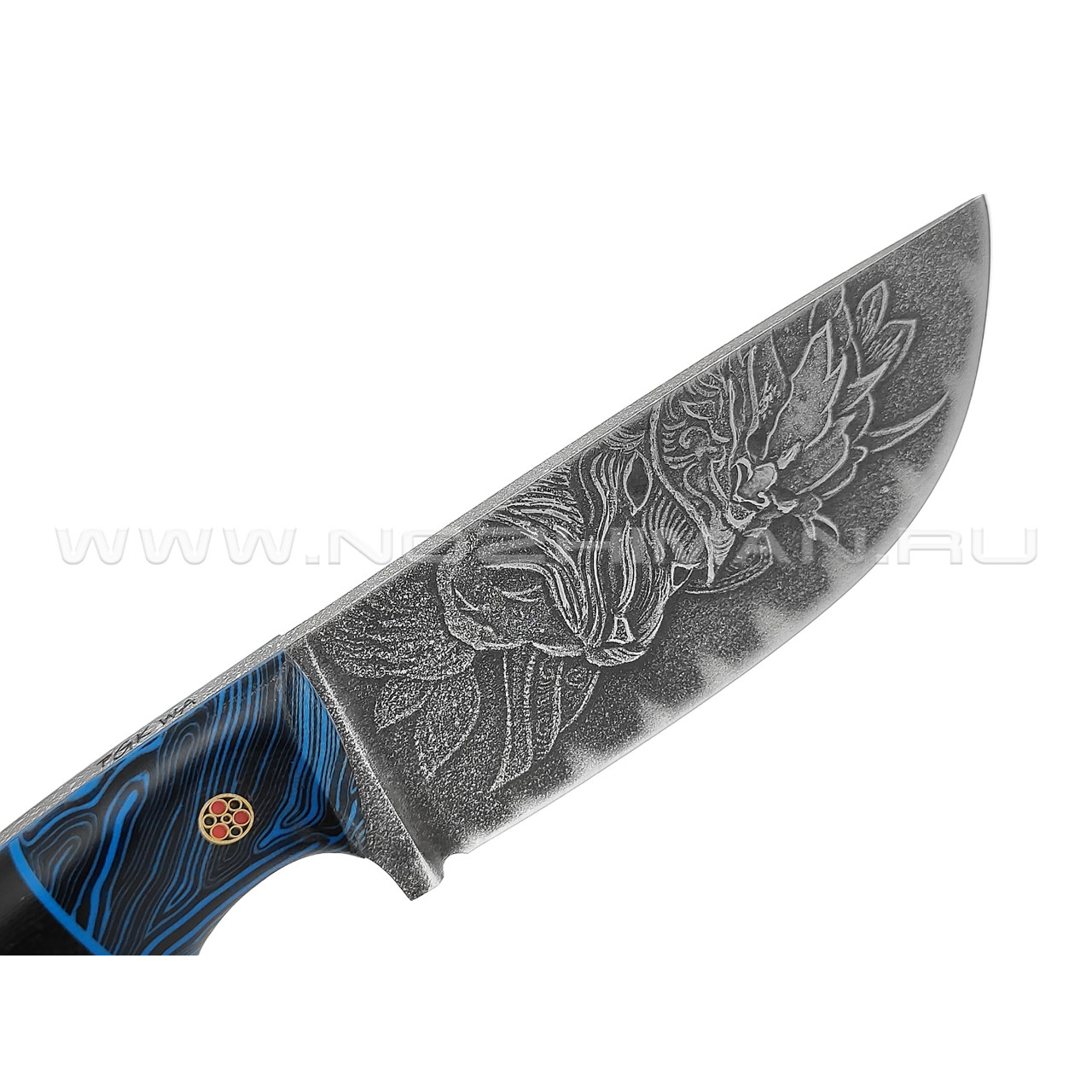 Волчий Век нож Шихан Custom сталь PGK WA, рукоять G10 black & chaotic blue