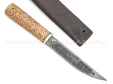 Нож "Якутский" дамасская сталь, рукоять карельская береза светлая (Тов. Завьялова)