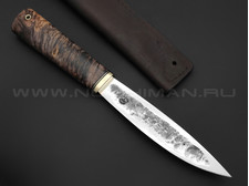 Нож "Якутский" сталь K340, рукоять карельская береза тёмная (Тов. Завьялова)