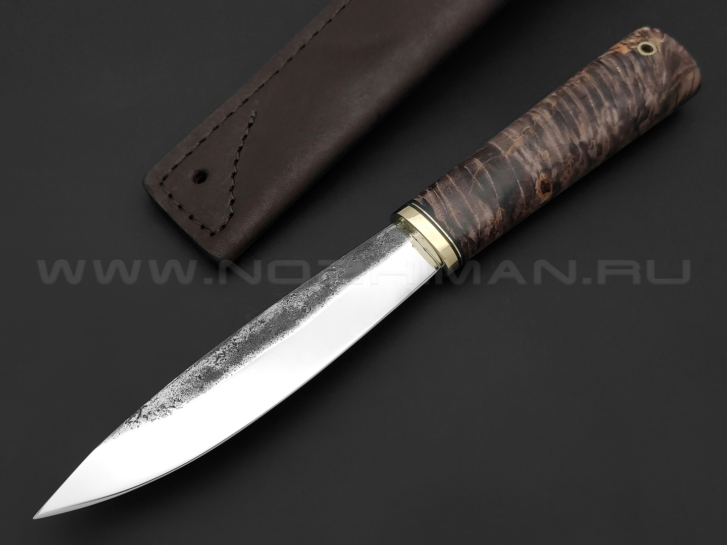 Нож "Якутский" сталь K340, рукоять карельская береза тёмная (Тов. Завьялова)