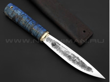Нож "Якутский" сталь K340, рукоять карельская береза синяя (Тов. Завьялова)