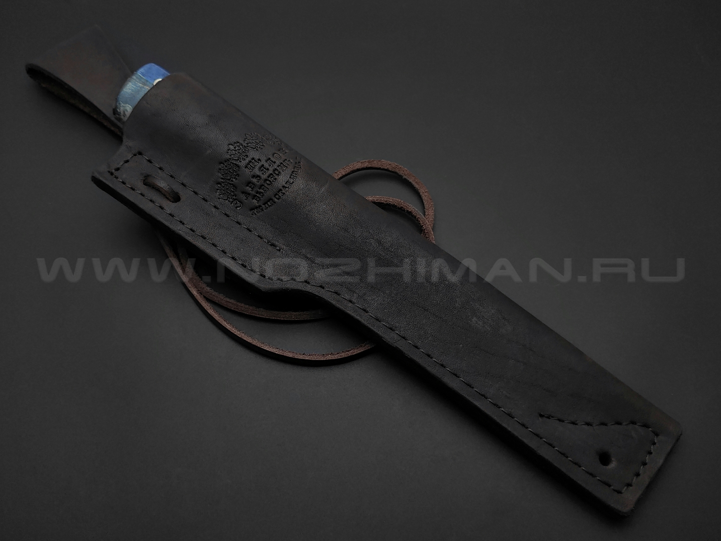 Нож "Якутский" сталь K340, рукоять карельская береза синяя (Тов. Завьялова)