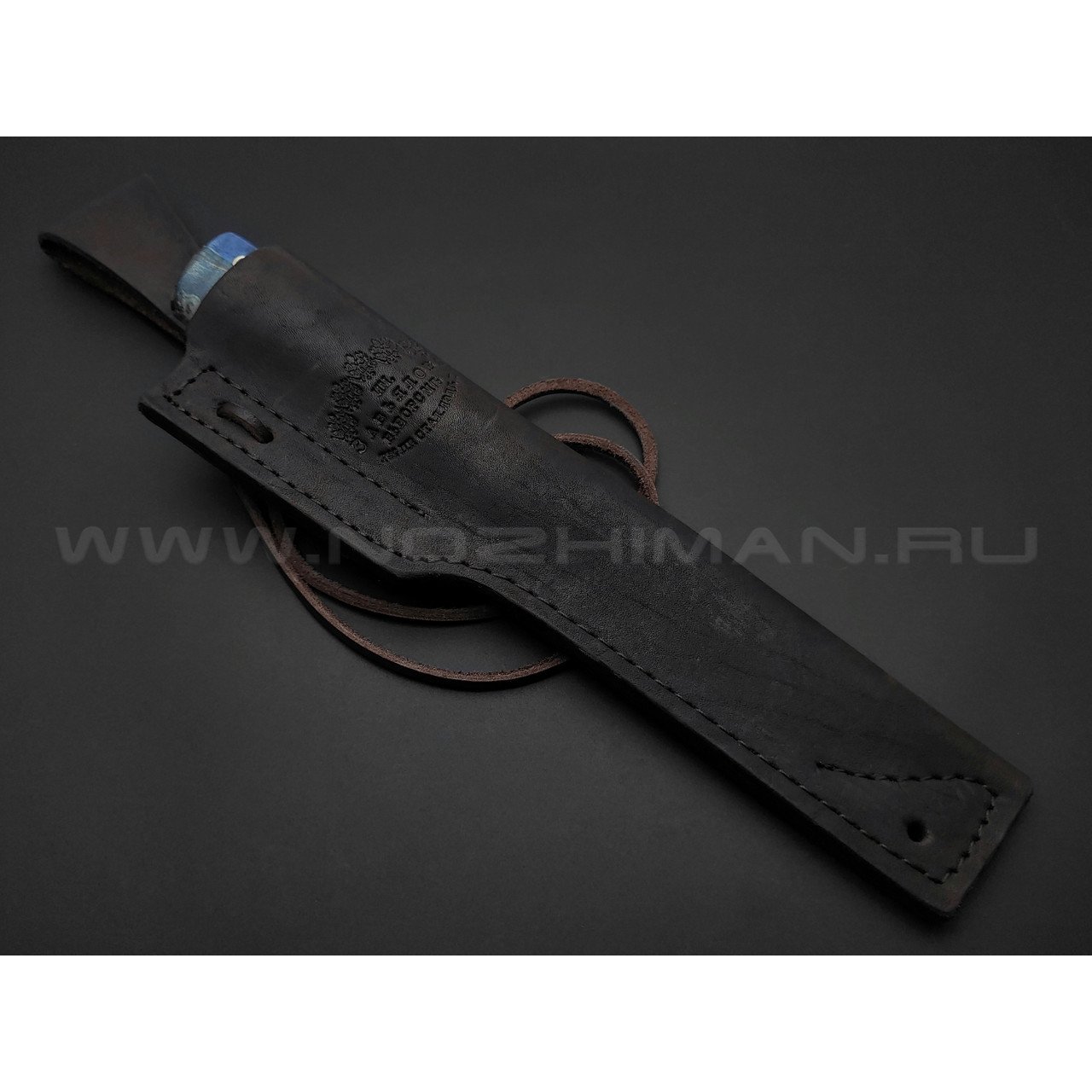 Товарищество Завьялова кованый нож Якут-БШ сталь K340, рукоять Стабилизированное дерево синее, латунь, G10 black
