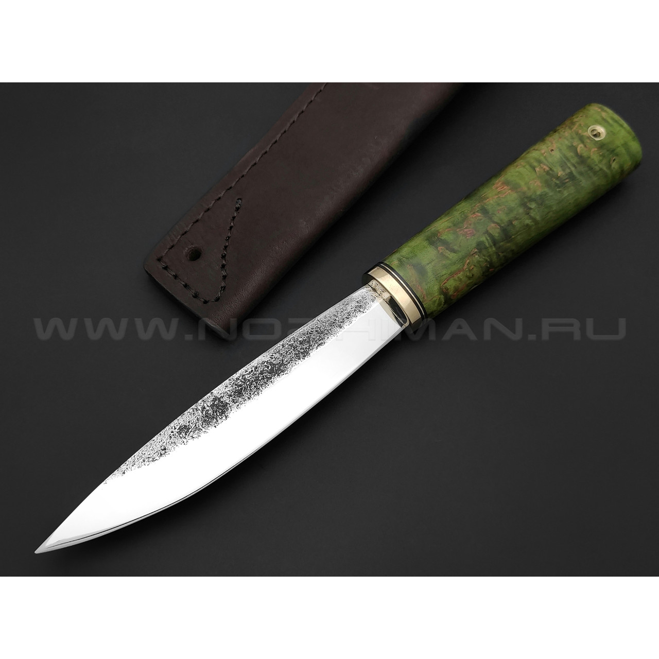 Товарищество Завьялова нож Якут-Б сталь K340, рукоять Карельская береза зелёная, латунь