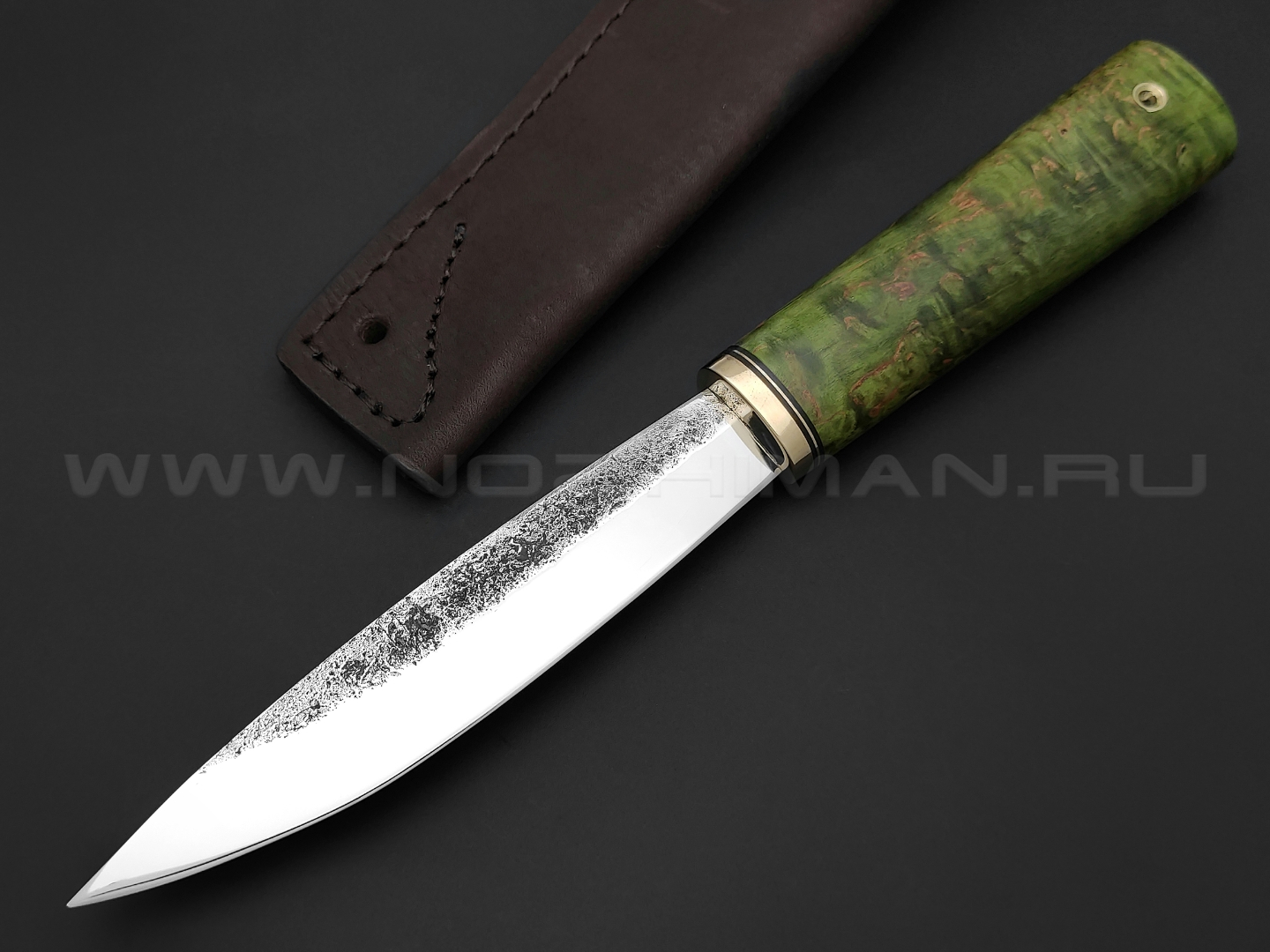 Нож "Якутский" сталь K340, рукоять карельская береза зелёная (Тов. Завьялова)