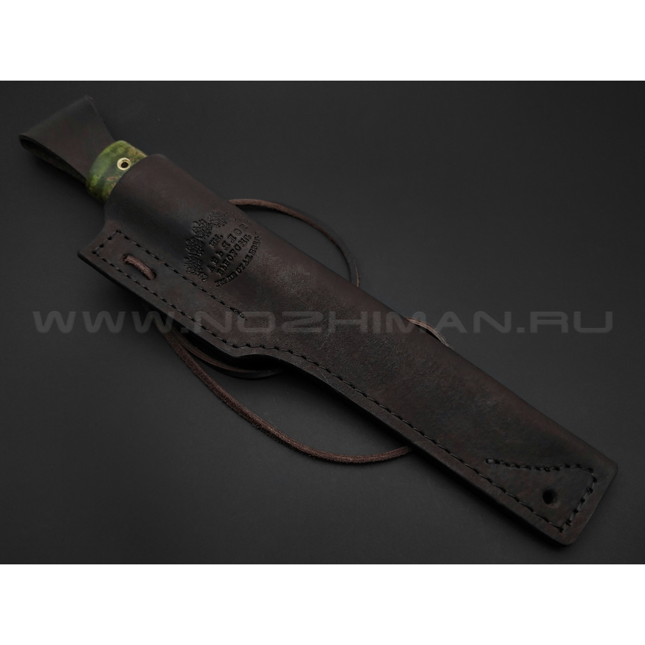 Товарищество Завьялова нож Якут-Б сталь K340, рукоять Карельская береза зелёная, латунь