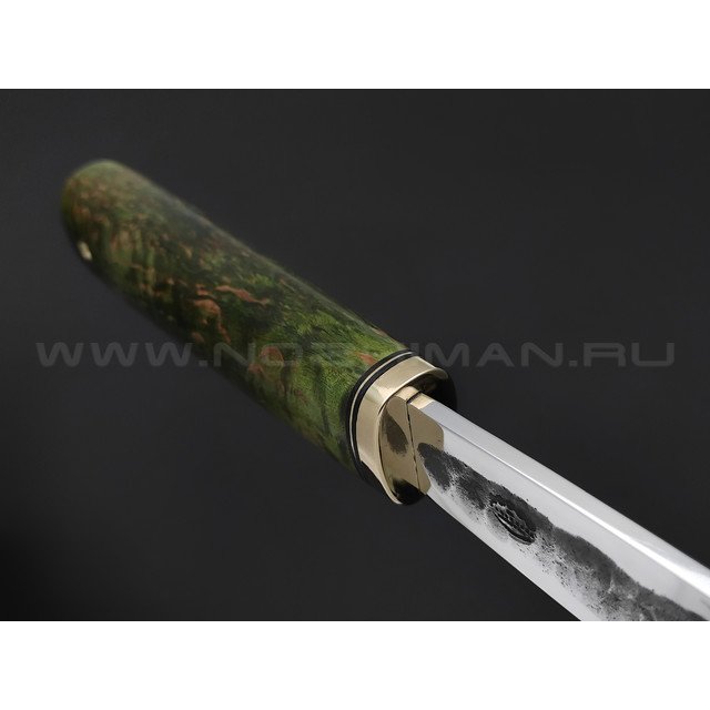 Товарищество Завьялова нож Якут-Б сталь K340, рукоять Карельская береза зелёная, латунь