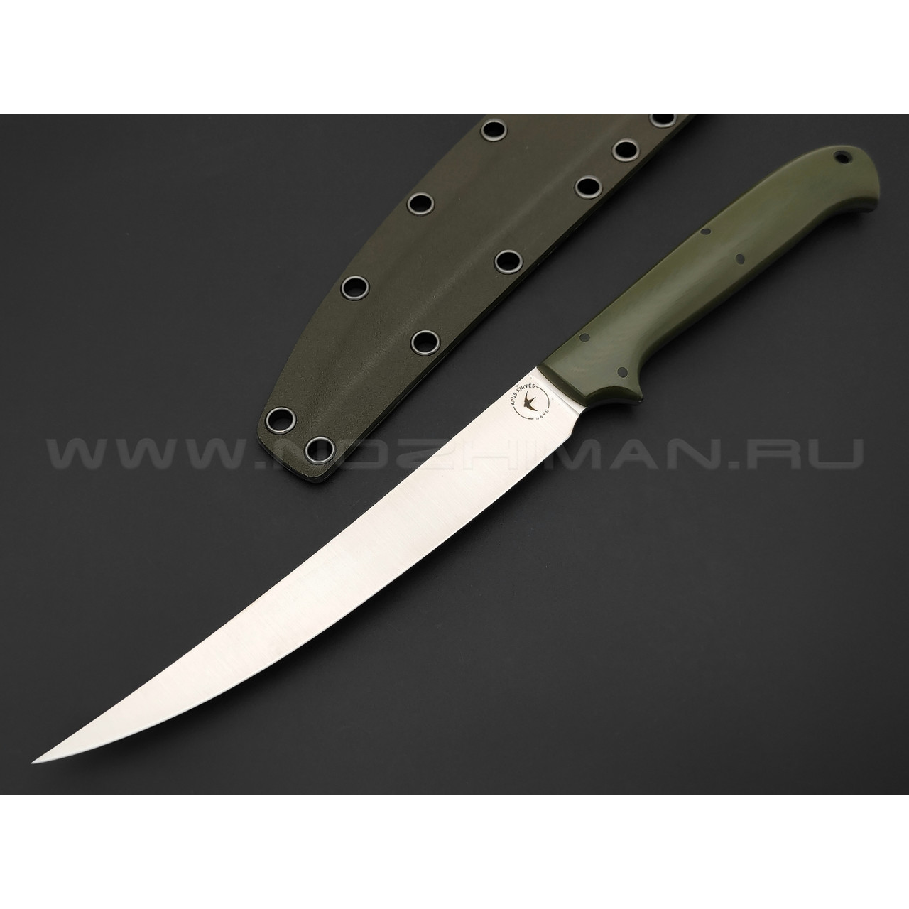 Апус филейный нож, сталь N690, рукоять G10 OD green