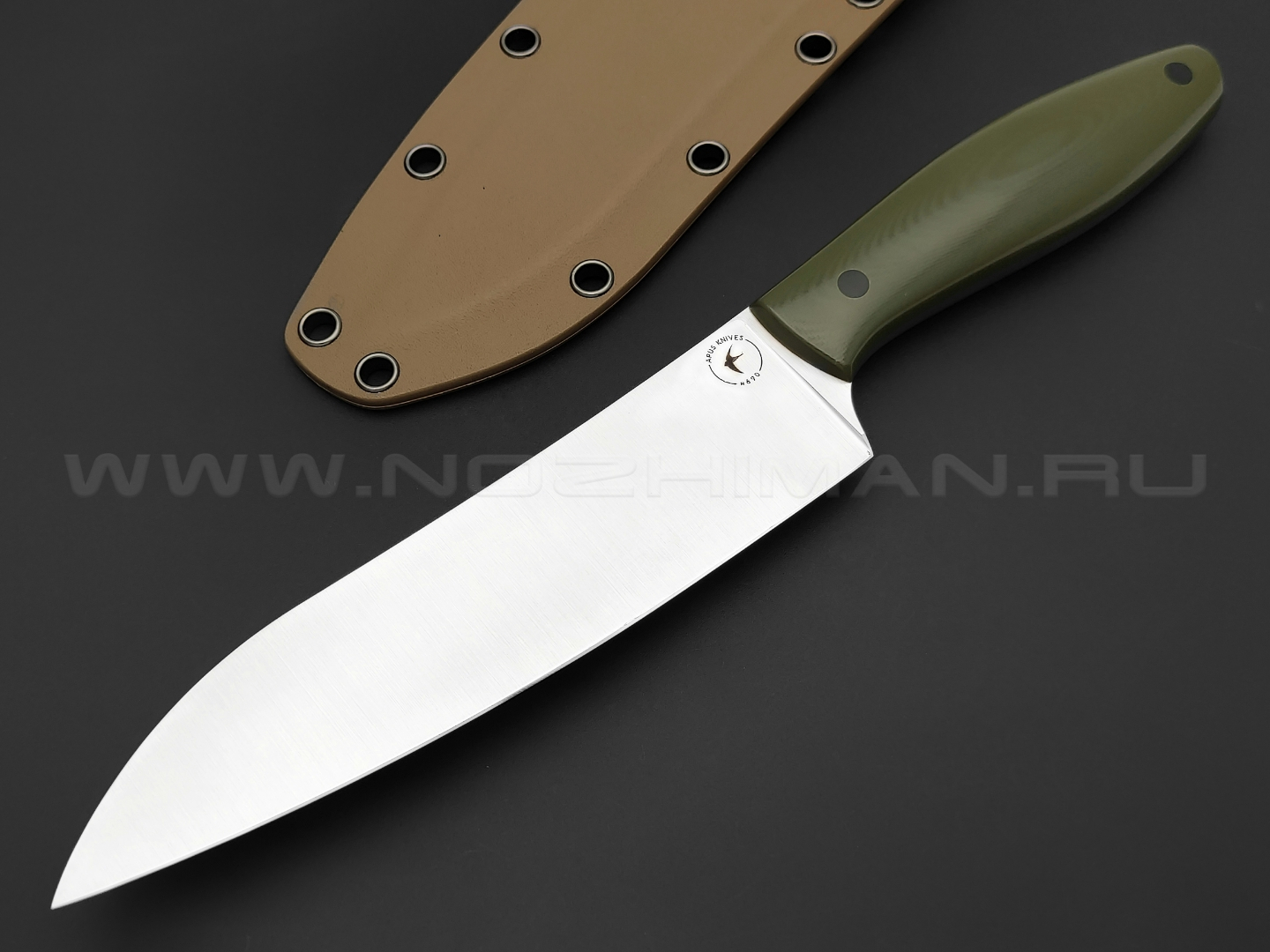 Apus Knives нож Santoku сталь N690, рукоять G10 OD green
