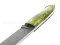 Нож "Цезарь" дамасская сталь, рукоять зелёная карельская берёза (Товарищество Завьялова)
