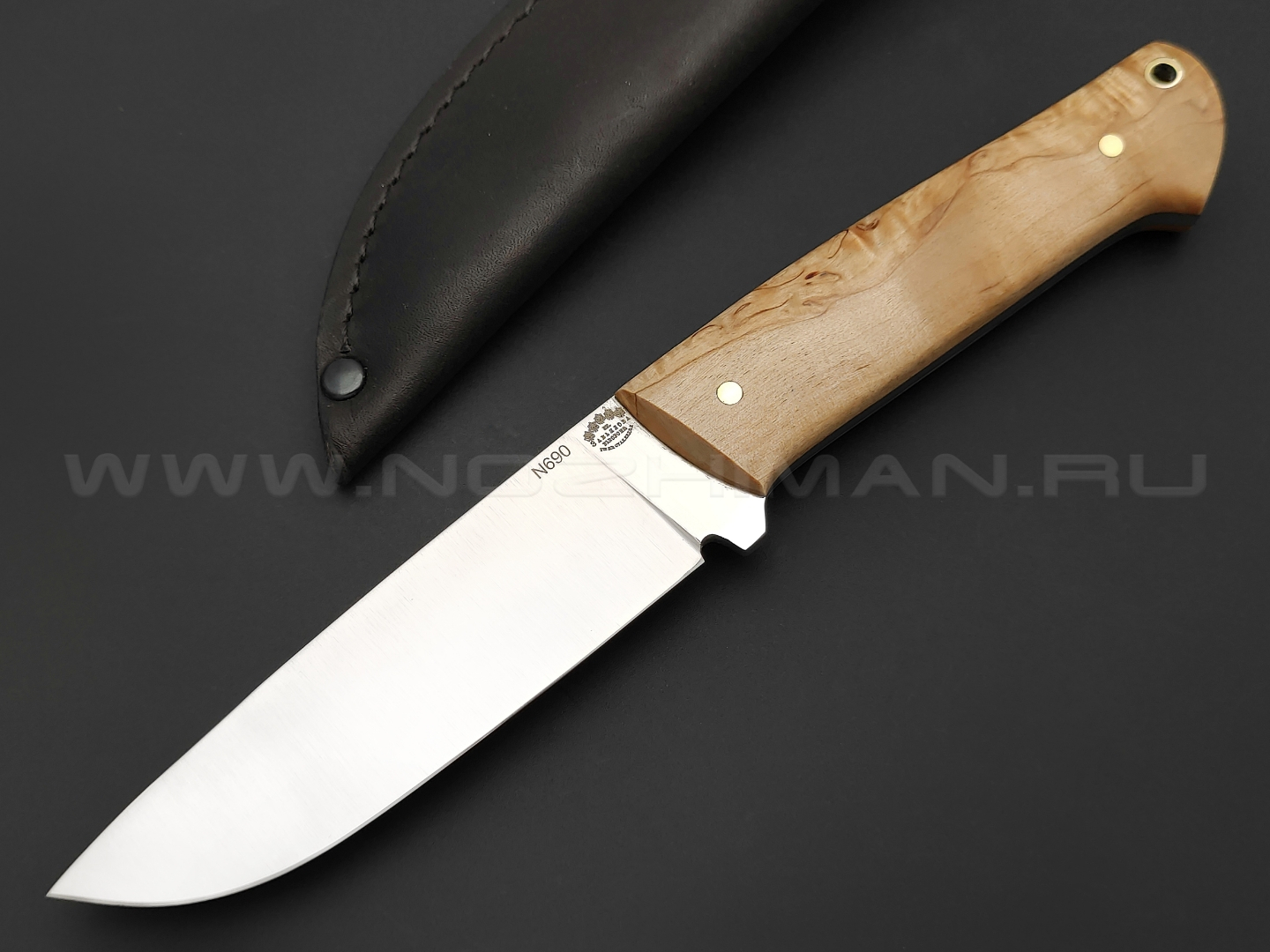 Нож "Бригадир" сталь N690 конвекс, рукоять карельская берёза (Тов. Завьялова)