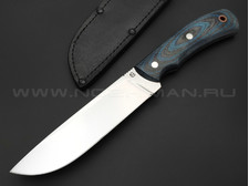 Нож Сибиряк сталь 95Х18, рукоять черно-синяя микарта (Титов и Солдатова)
