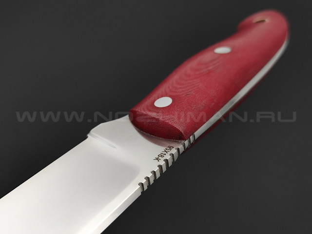 Нож Сибирь-4 удлиненный, сталь 95Х18, рукоять красная микарта (Титов и Солдатова)