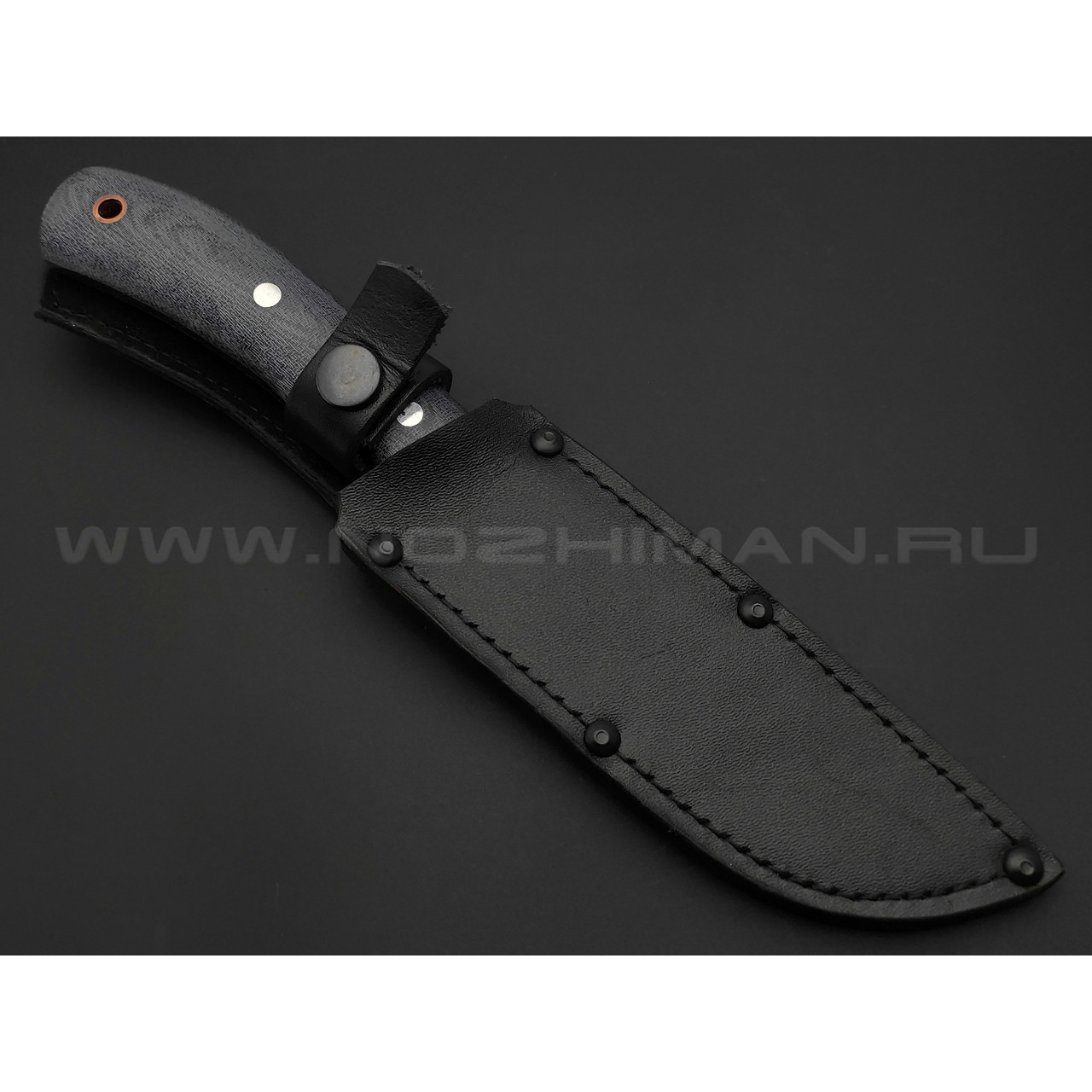 Нож Сибиряк сталь 95Х18, рукоять синяя микарта (Титов и Солдатова)