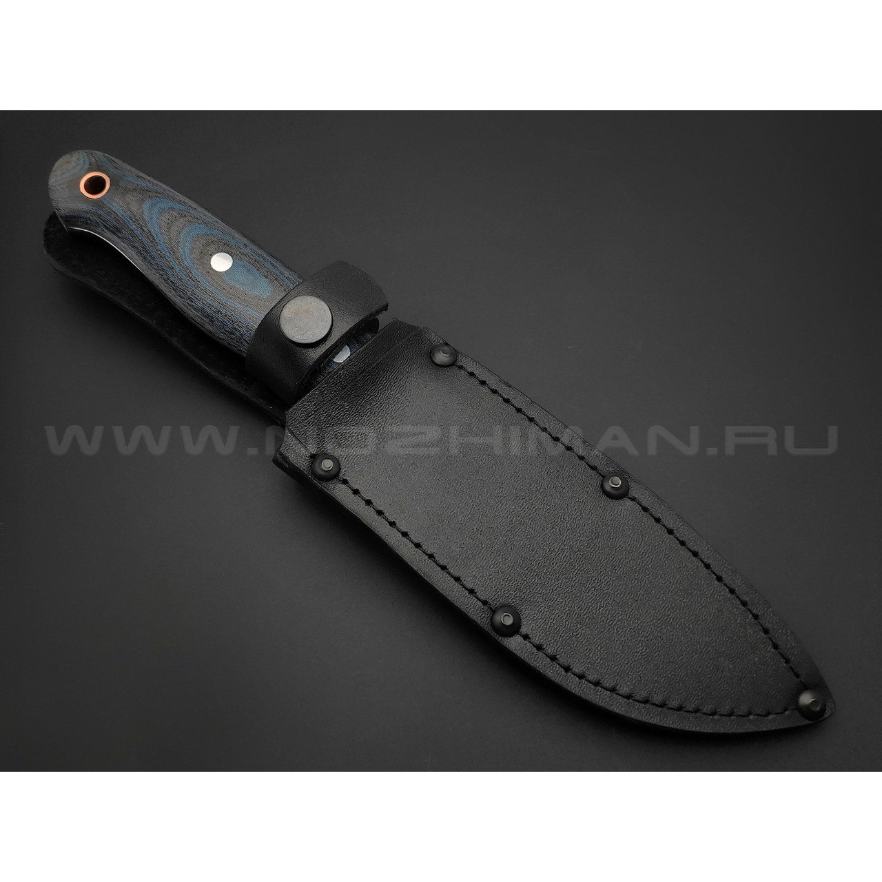 Нож Сибирь-4 удлиненный, сталь 95Х18, рукоять черно-синяя микарта (Титов и Солдатова)