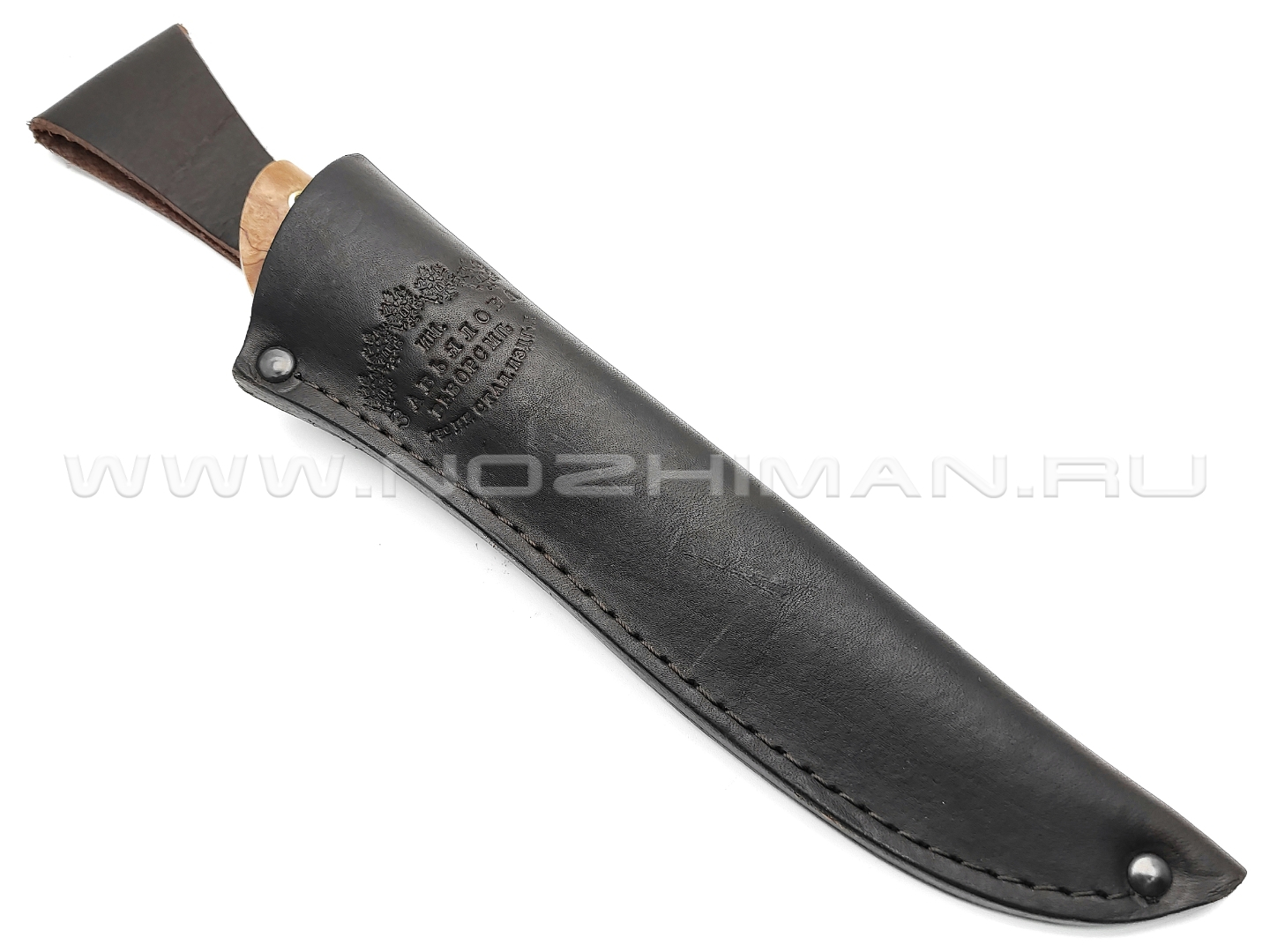 Нож "Атаман" булатная сталь, рукоять карельская берёза, латунь (Тов. Завьялова)