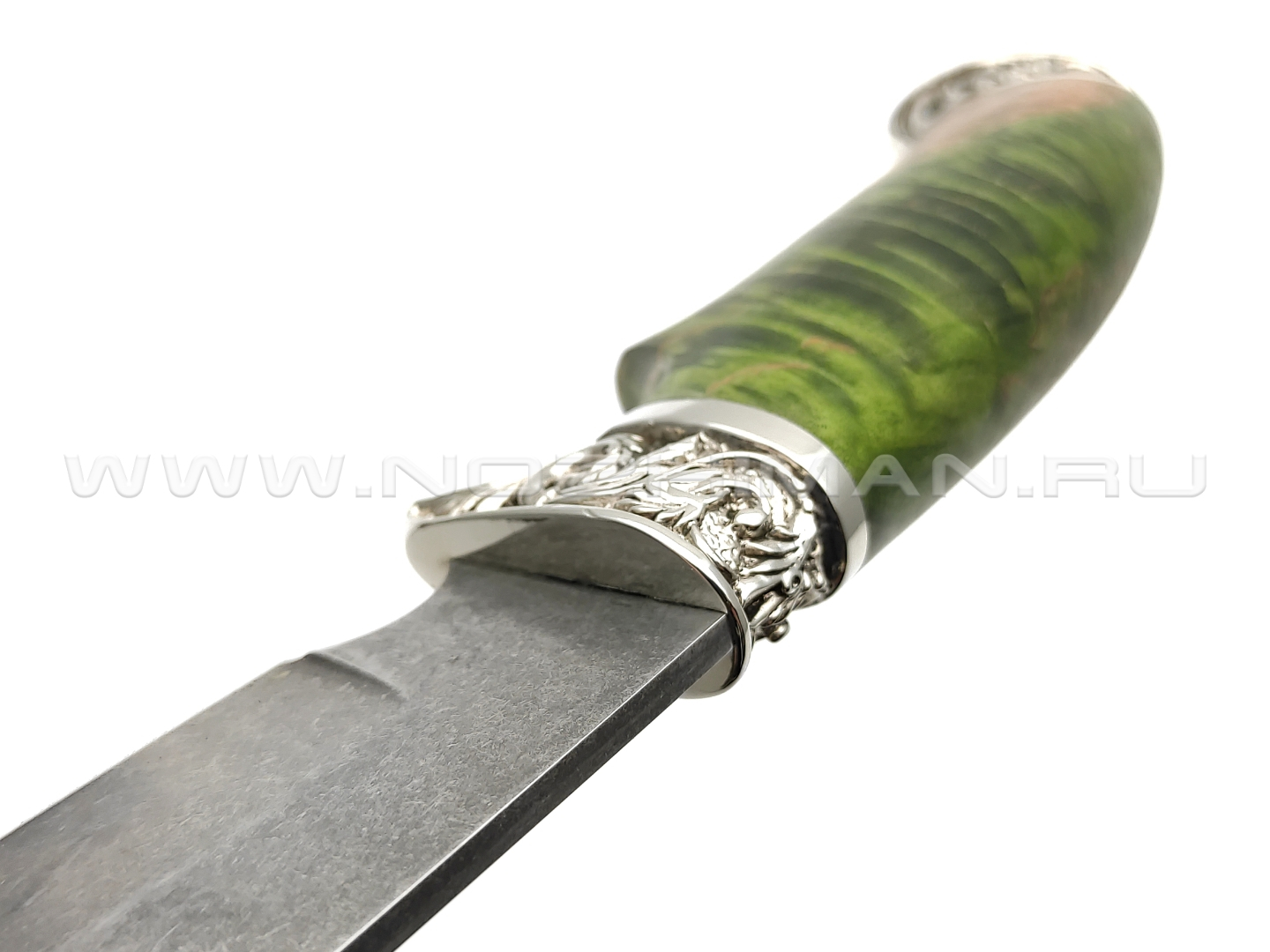 Нож "Бобёр" булатная сталь, рукоять карельская берёза, мельхиор (Тов. Завьялова)
