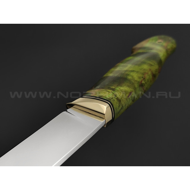 Нож "Ладья" сталь K340, рукоять карельская береза, латунь (Тов. Завьялова)