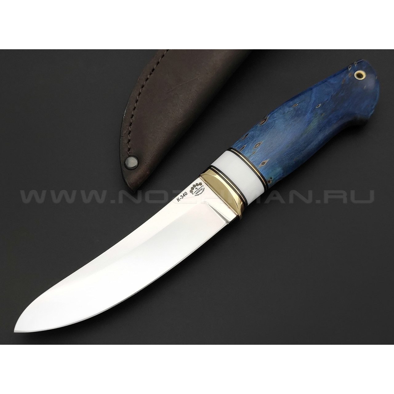 Нож "Фидель" сталь K340, рукоять карельская берёза, кориан, латунь (Тов. Завьялова)