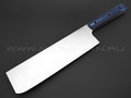 Кухонный нож Burlax Nakiri сталь ATS-34, рукоять синяя микарта