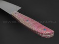 Кухонный шеф нож Burlax сталь ATS-34, рукоять розовая джутовая микарта