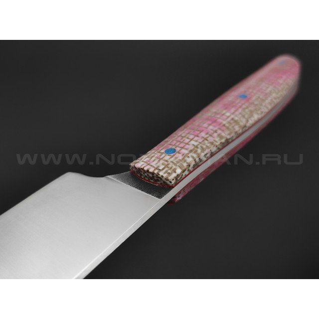 Кухонный шеф нож Burlax сталь ATS-34, рукоять розовая джутовая микарта
