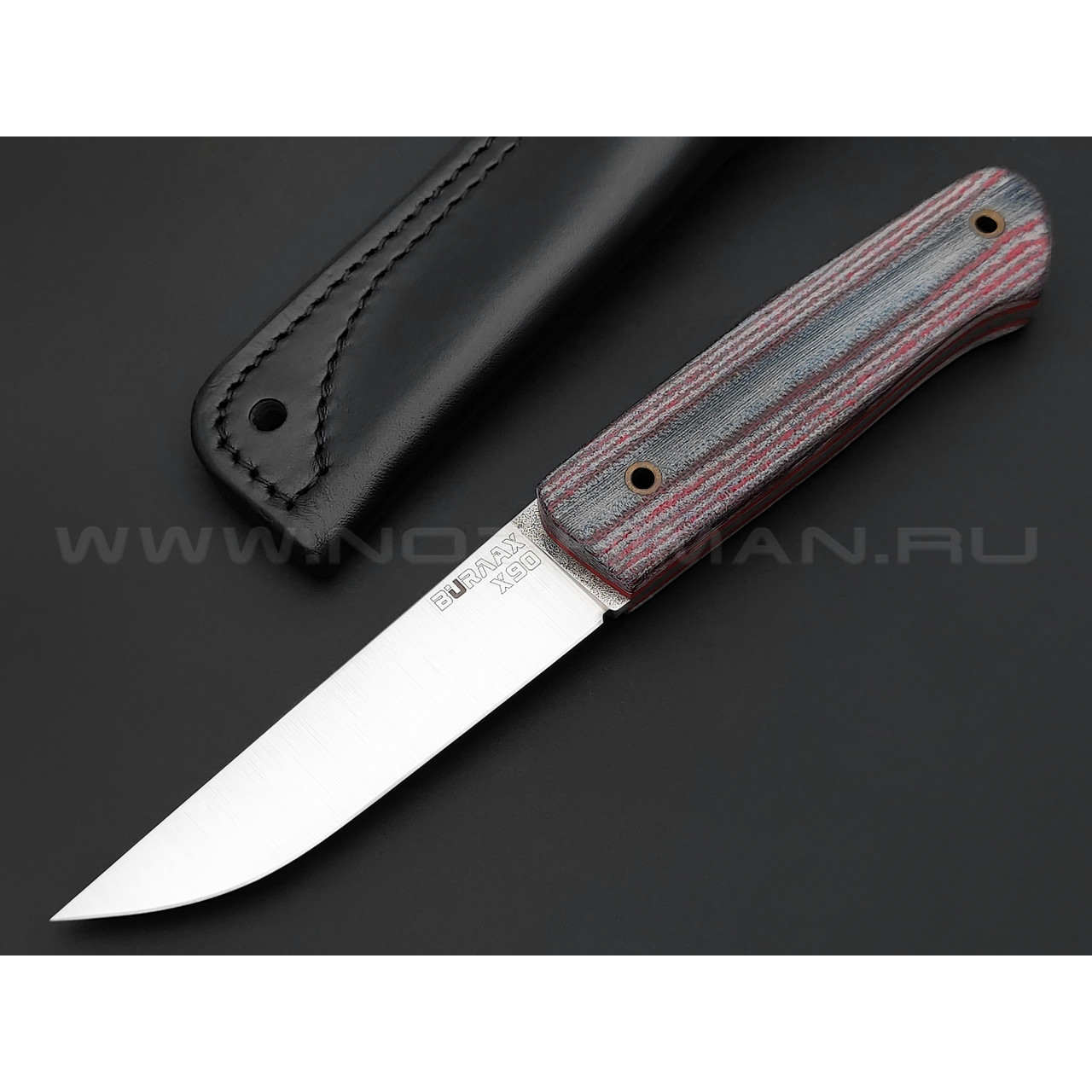 Нож Burlax BX0012 сталь X90, рукоять красно-серая микарта